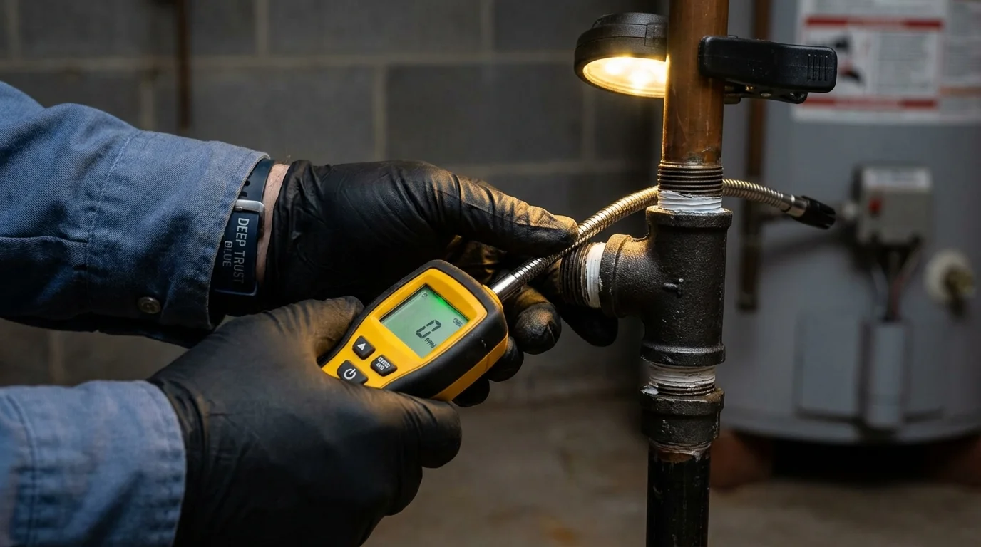 Gas leak detection with electronic sniffer by Johns Plumbing LLC in Bakerstown