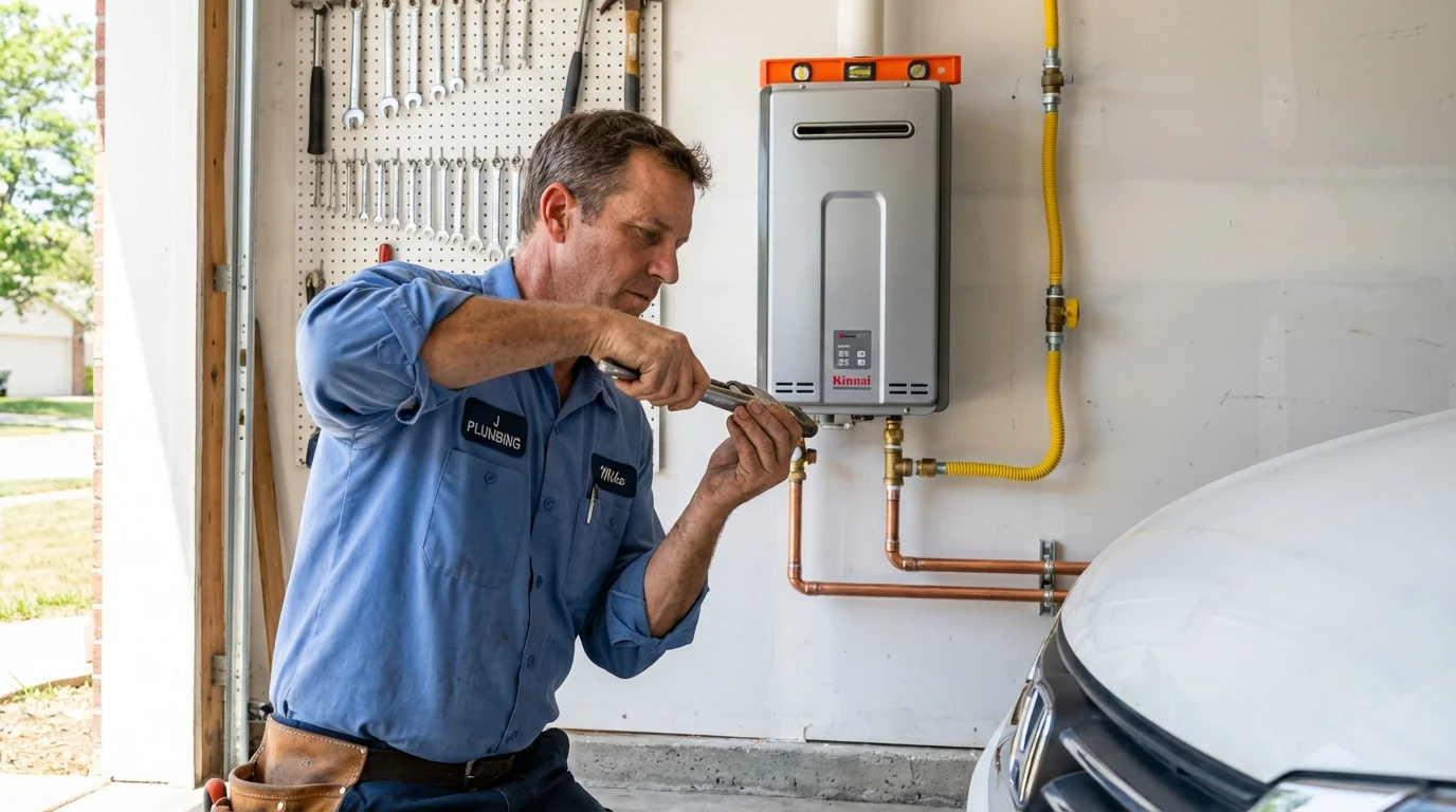 Tankless water heater installation by a Johns Plumbing LLC plumber in Bakerstown